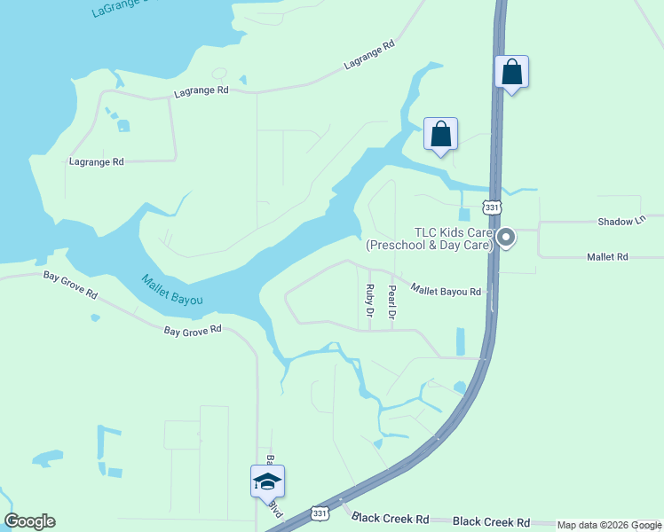 map of restaurants, bars, coffee shops, grocery stores, and more near 490 Mallet Bayou Road in Freeport