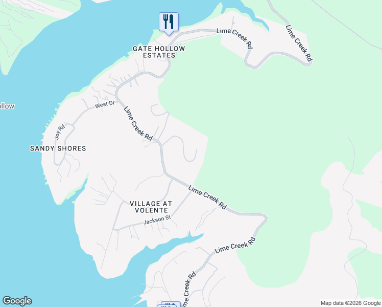 map of restaurants, bars, coffee shops, grocery stores, and more near 8295 Lime Creek Road in Volente