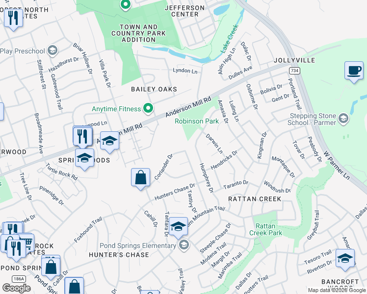 map of restaurants, bars, coffee shops, grocery stores, and more near 13152 Coriander Drive in Austin