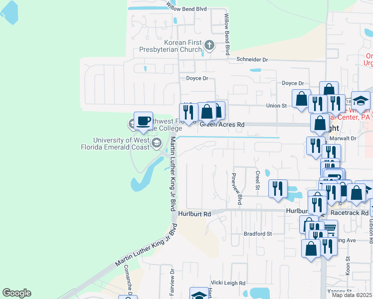 map of restaurants, bars, coffee shops, grocery stores, and more near 1703 Conservation Trail in Fort Walton Beach