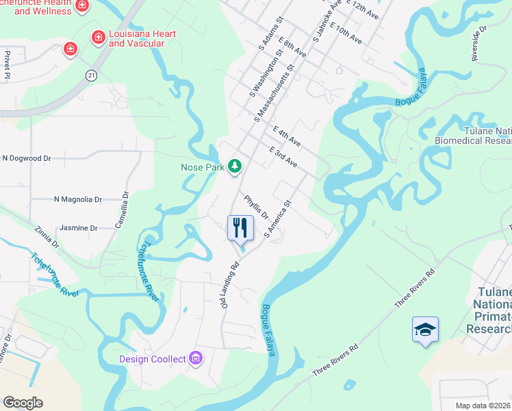 map of restaurants, bars, coffee shops, grocery stores, and more near 602 Phyllis Drive in Covington