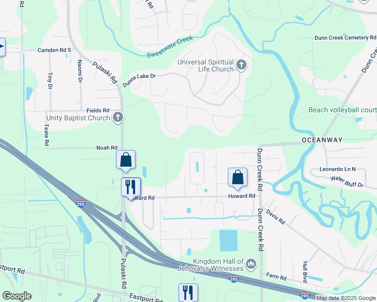 map of restaurants, bars, coffee shops, grocery stores, and more near 11972 Hayden Lakes Circle in Jacksonville