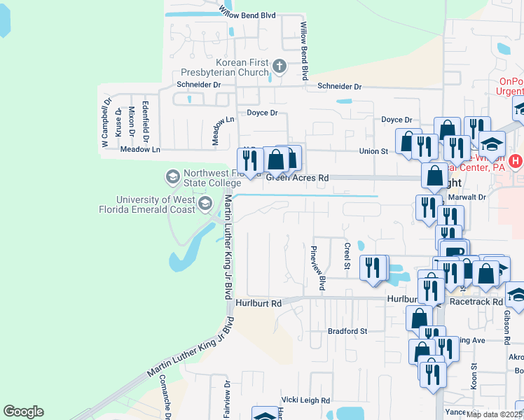 map of restaurants, bars, coffee shops, grocery stores, and more near 1703 Conservation Trail in Fort Walton Beach