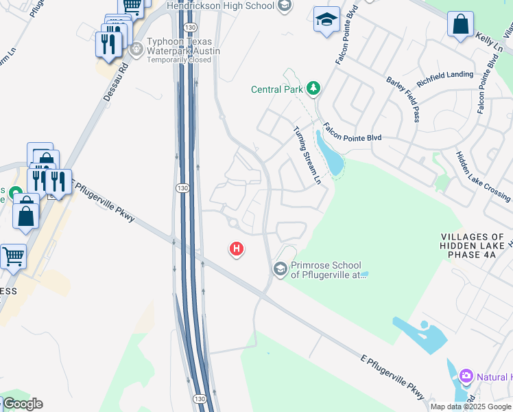 map of restaurants, bars, coffee shops, grocery stores, and more near 2504 Meyer Cove in Pflugerville