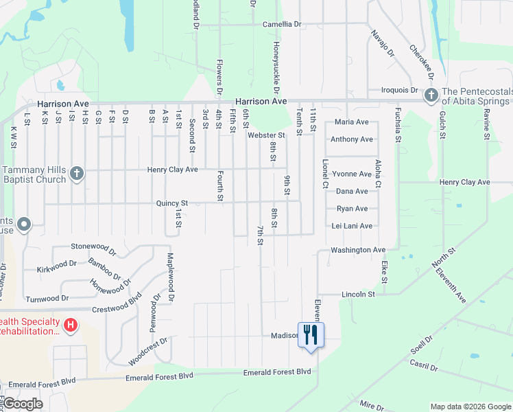 map of restaurants, bars, coffee shops, grocery stores, and more near 70317 7th Street in Covington