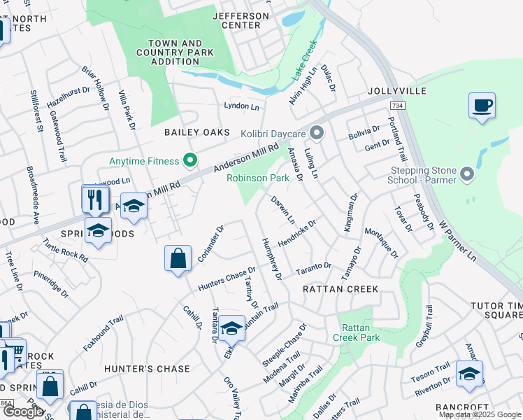 map of restaurants, bars, coffee shops, grocery stores, and more near 8204 Ito Cove in Austin