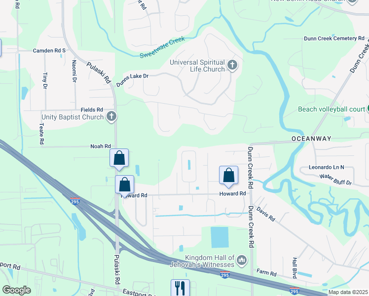 map of restaurants, bars, coffee shops, grocery stores, and more near 11988 Hayden Lakes Circle in Jacksonville