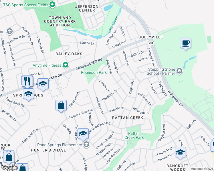 map of restaurants, bars, coffee shops, grocery stores, and more near 13251 Darwin Lane in Austin