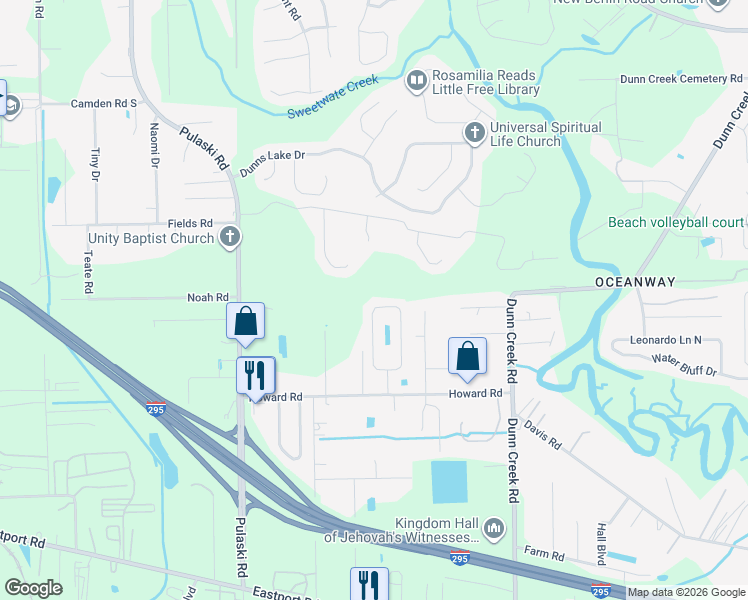 map of restaurants, bars, coffee shops, grocery stores, and more near 11980 Hayden Lakes Circle in Jacksonville