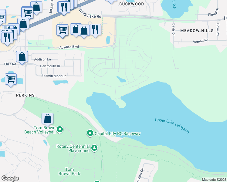 map of restaurants, bars, coffee shops, grocery stores, and more near 2 Milkweed Down in Tallahassee