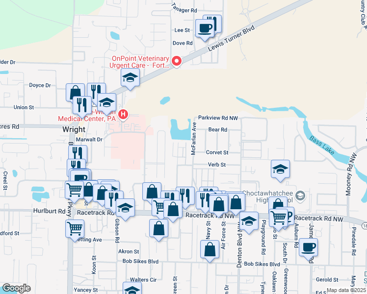 map of restaurants, bars, coffee shops, grocery stores, and more near 962 McFarlan Avenue in Fort Walton Beach