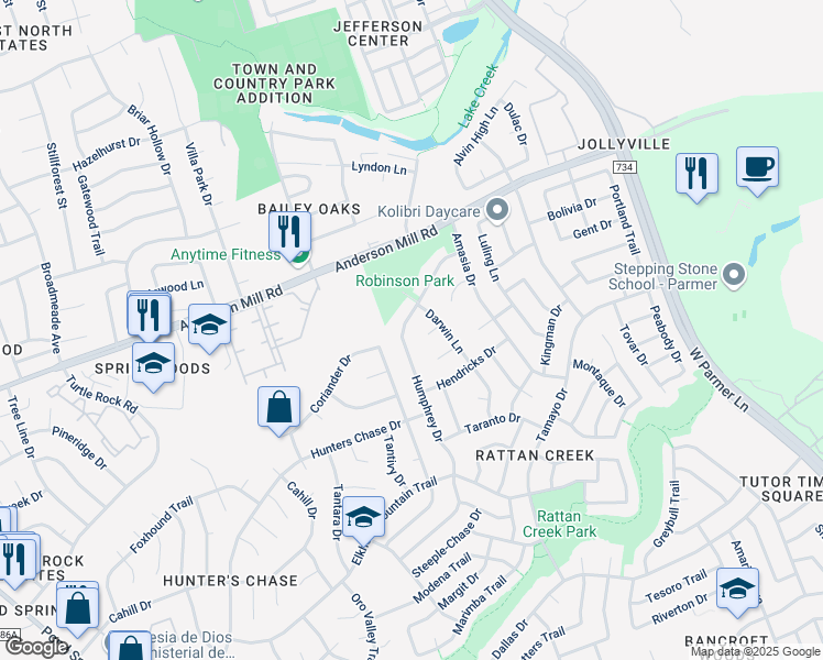 map of restaurants, bars, coffee shops, grocery stores, and more near 8204 Ito Cove in Austin
