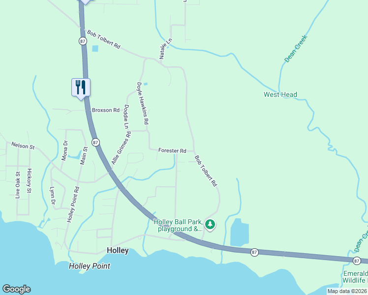 map of restaurants, bars, coffee shops, grocery stores, and more near 3307 Bob Tolbert Road in Navarre