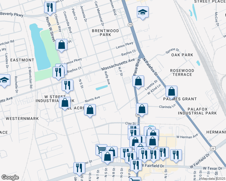 map of restaurants, bars, coffee shops, grocery stores, and more near 4008 Kelly Avenue in Pensacola