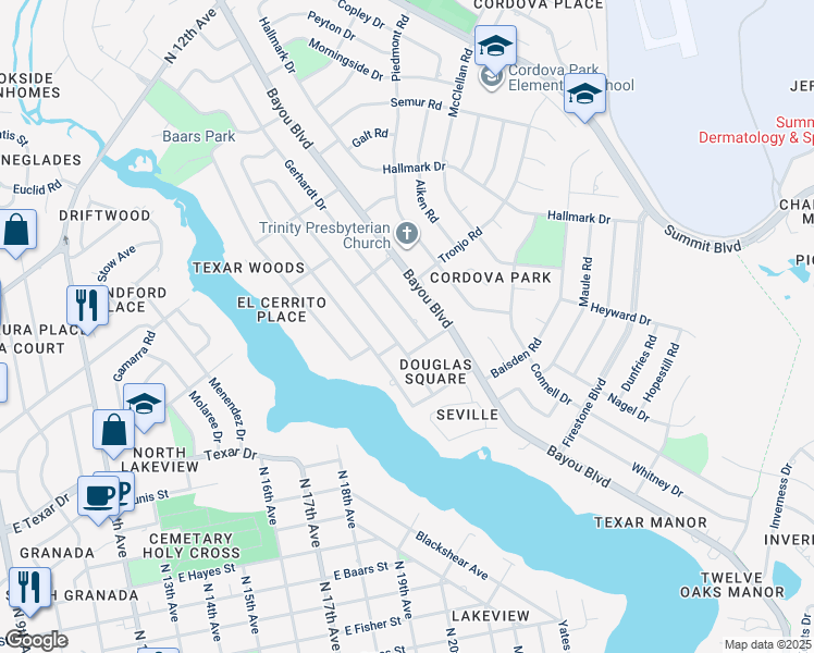 map of restaurants, bars, coffee shops, grocery stores, and more near 3747 Gerhardt Drive in Pensacola