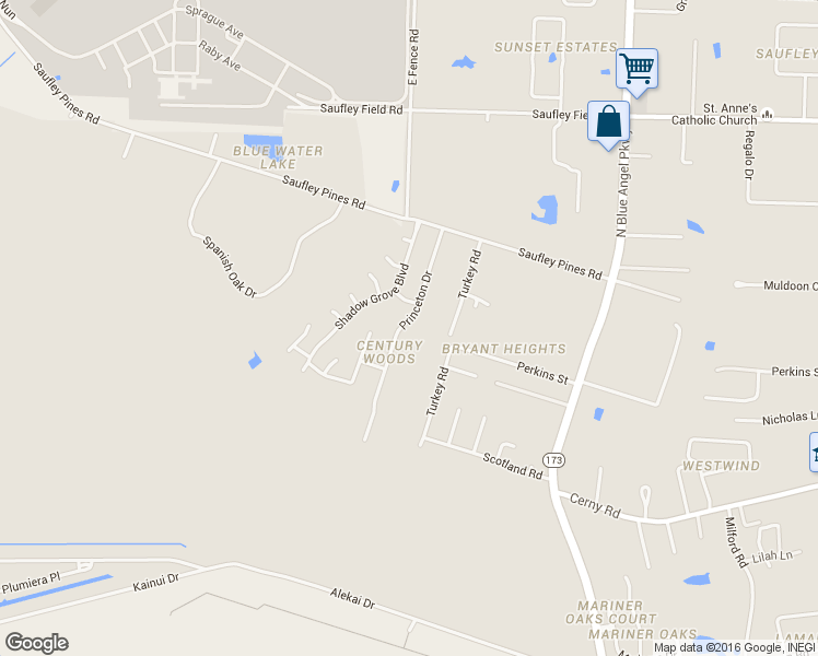map of restaurants, bars, coffee shops, grocery stores, and more near 5842 Princeton Drive in Pensacola