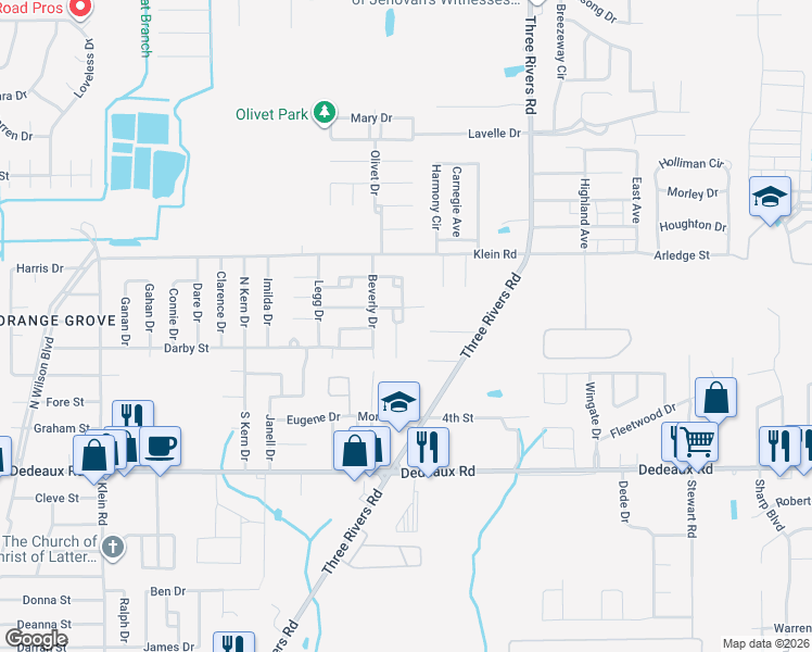 map of restaurants, bars, coffee shops, grocery stores, and more near 710 Shirley Drive in Gulfport