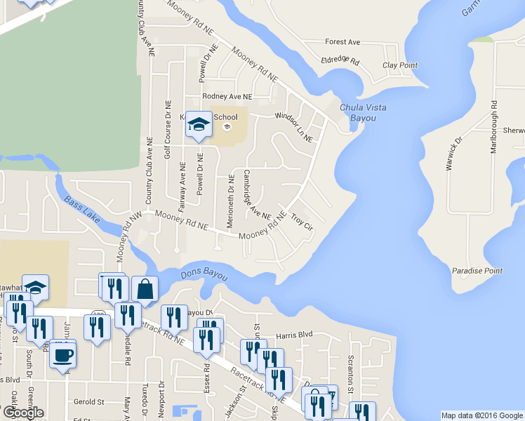 map of restaurants, bars, coffee shops, grocery stores, and more near 606 Cambridge Avenue Northeast in Fort Walton Beach