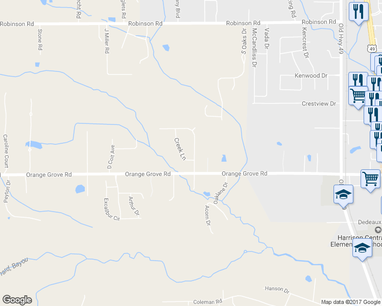 map of restaurants, bars, coffee shops, grocery stores, and more near 11463 Creekside Magnolia Cove Estates Ln in Gulfport