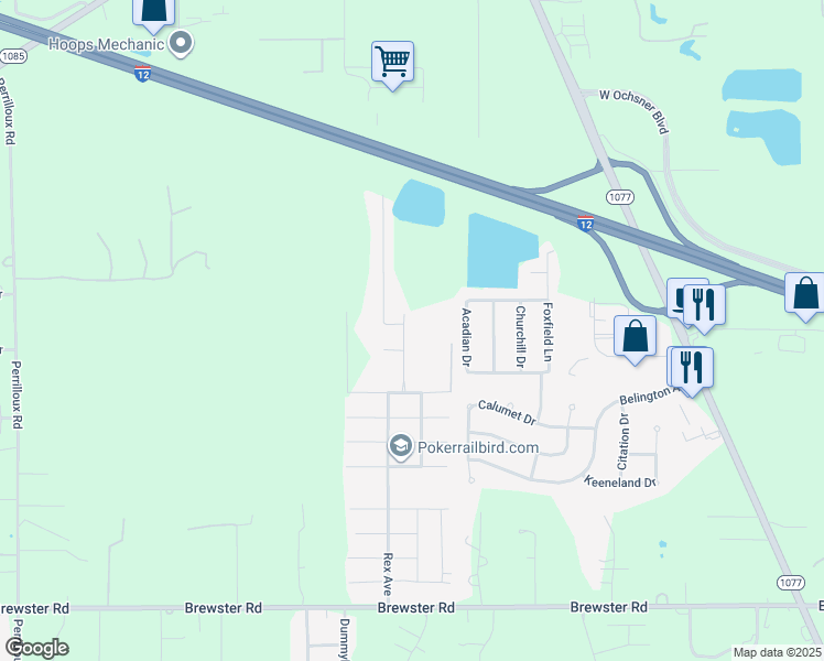 map of restaurants, bars, coffee shops, grocery stores, and more near 130 Palm Beach Boulevard in Madisonville