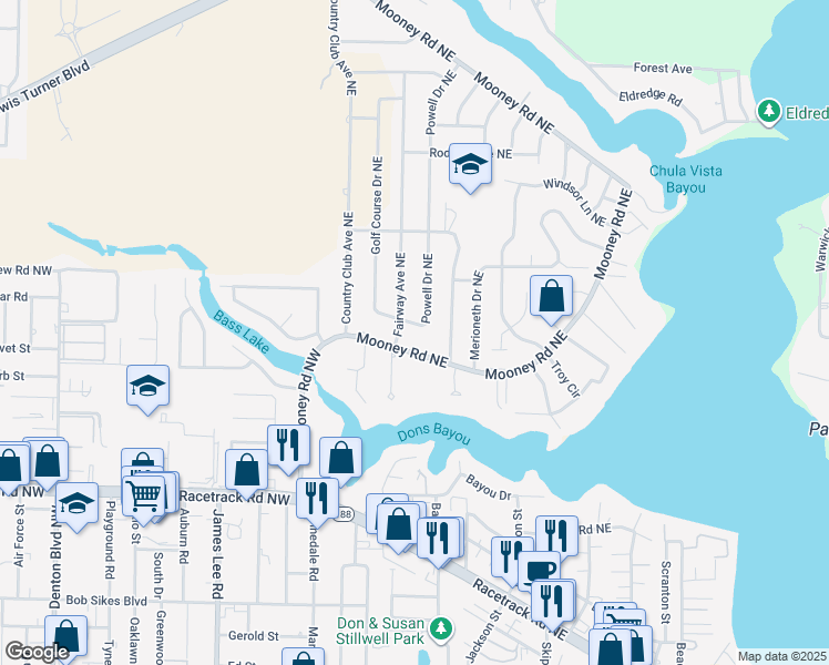 map of restaurants, bars, coffee shops, grocery stores, and more near 604 Powell Dr NE in Fort Walton Beach