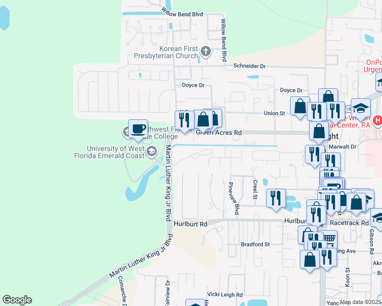map of restaurants, bars, coffee shops, grocery stores, and more near 1703 Conservation Trail in Fort Walton Beach