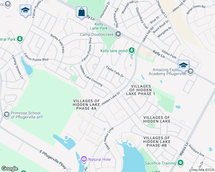 map of restaurants, bars, coffee shops, grocery stores, and more near 3508 Hidden Lake Crossing in Pflugerville