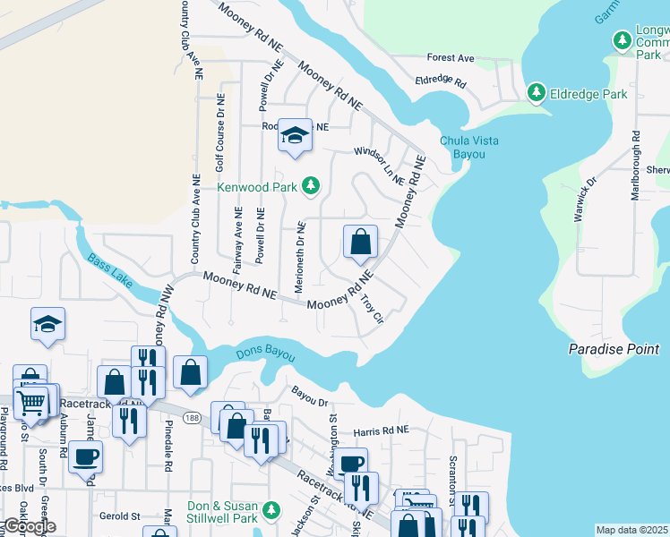 map of restaurants, bars, coffee shops, grocery stores, and more near 606 Cambridge Avenue Northeast in Fort Walton Beach