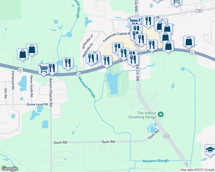 map of restaurants, bars, coffee shops, grocery stores, and more near Martha Wellman Park Trail in Tallahassee