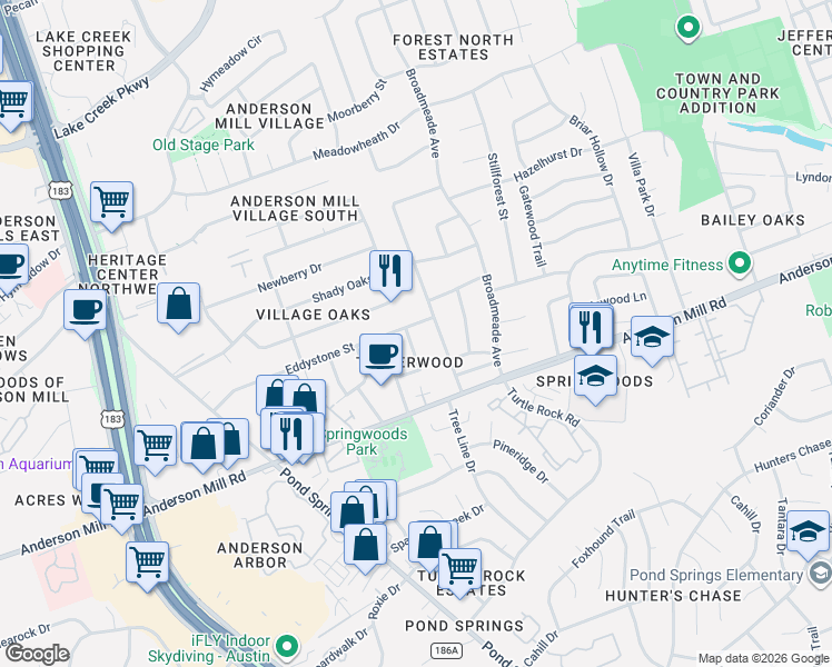map of restaurants, bars, coffee shops, grocery stores, and more near 12748 Machete Trail in Austin