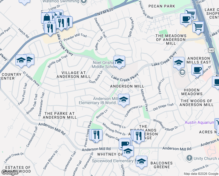 map of restaurants, bars, coffee shops, grocery stores, and more near 2025 Verbena Drive in Austin