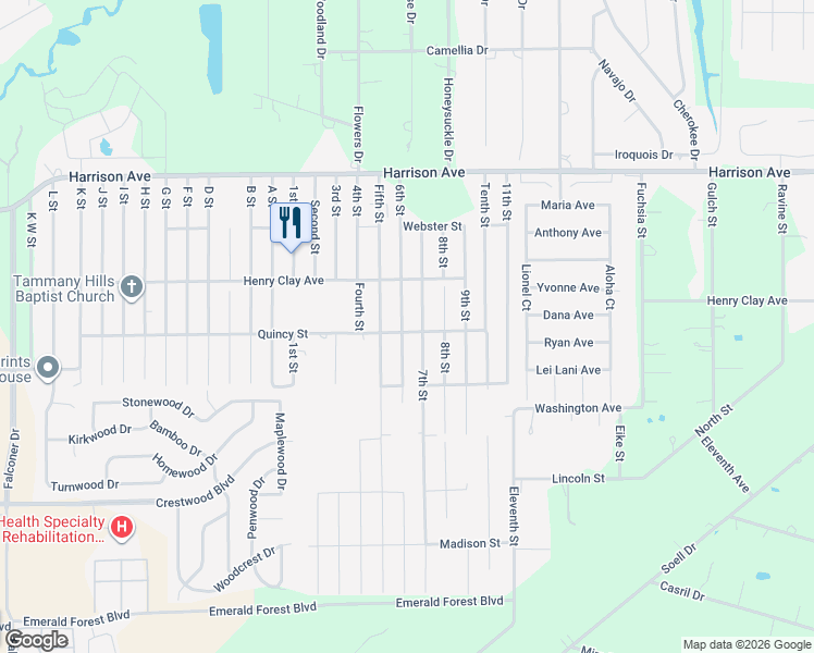 map of restaurants, bars, coffee shops, grocery stores, and more near 20415 Quincy Avenue in Covington