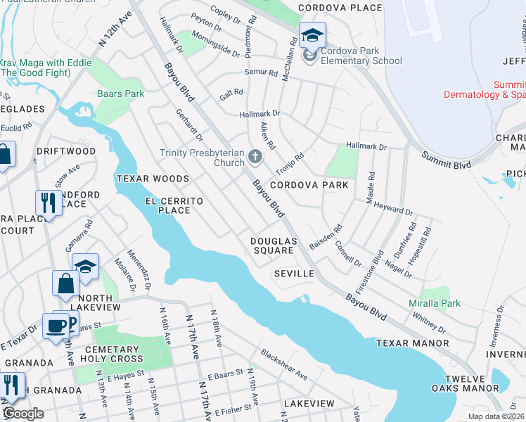 map of restaurants, bars, coffee shops, grocery stores, and more near 3747 Gerhardt Drive in Pensacola