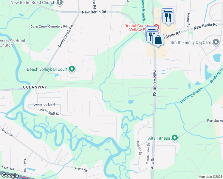map of restaurants, bars, coffee shops, grocery stores, and more near 2947 Captiva Bluff Road North in Jacksonville