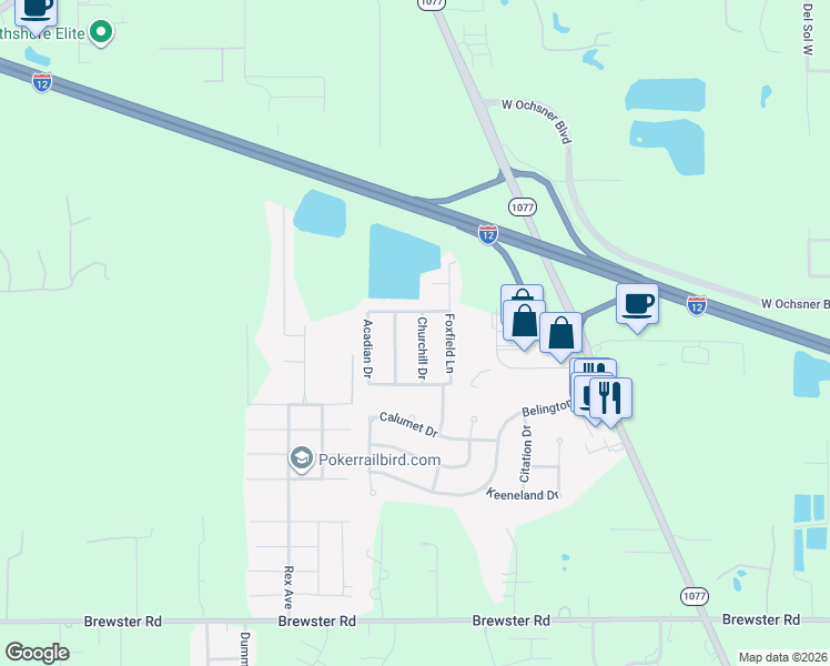map of restaurants, bars, coffee shops, grocery stores, and more near 210 Secretariat Drive in Madisonville