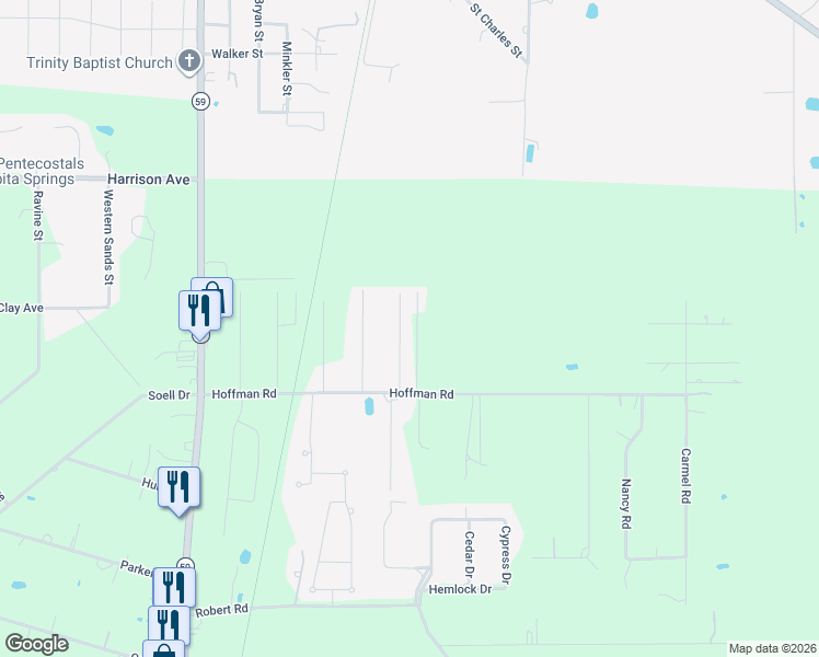 map of restaurants, bars, coffee shops, grocery stores, and more near 70341 Menuet Road in Mandeville