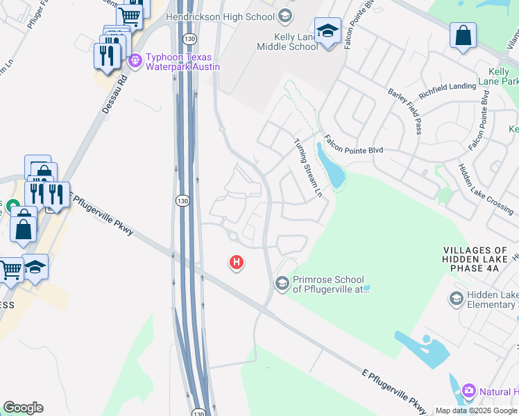 map of restaurants, bars, coffee shops, grocery stores, and more near 2504 Meyer Cove in Pflugerville