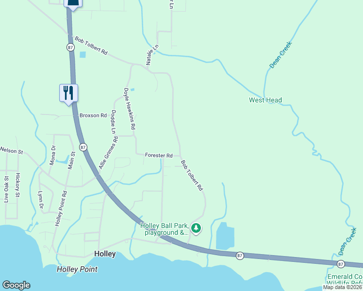 map of restaurants, bars, coffee shops, grocery stores, and more near 3306 Bob Tolbert Road in Navarre