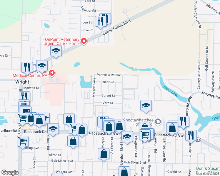 map of restaurants, bars, coffee shops, grocery stores, and more near 1009 Hondo Avenue in Fort Walton Beach