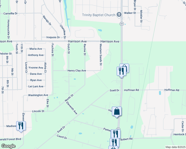 map of restaurants, bars, coffee shops, grocery stores, and more near 21360 Henry Clay Avenue in Abita Springs