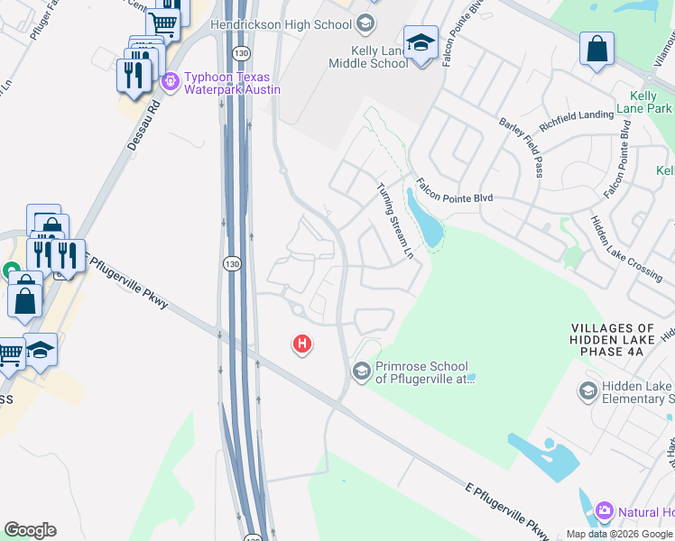map of restaurants, bars, coffee shops, grocery stores, and more near 2504 Meyer Cove in Pflugerville