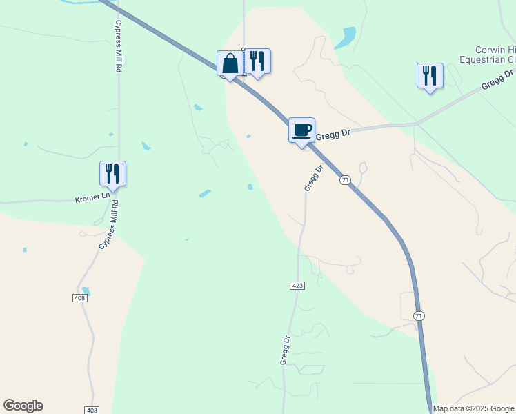 map of restaurants, bars, coffee shops, grocery stores, and more near 330 County Road 423 in Spicewood