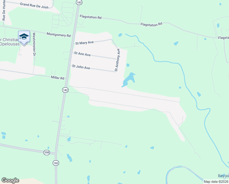 map of restaurants, bars, coffee shops, grocery stores, and more near 345 Meghan Drive in Opelousas