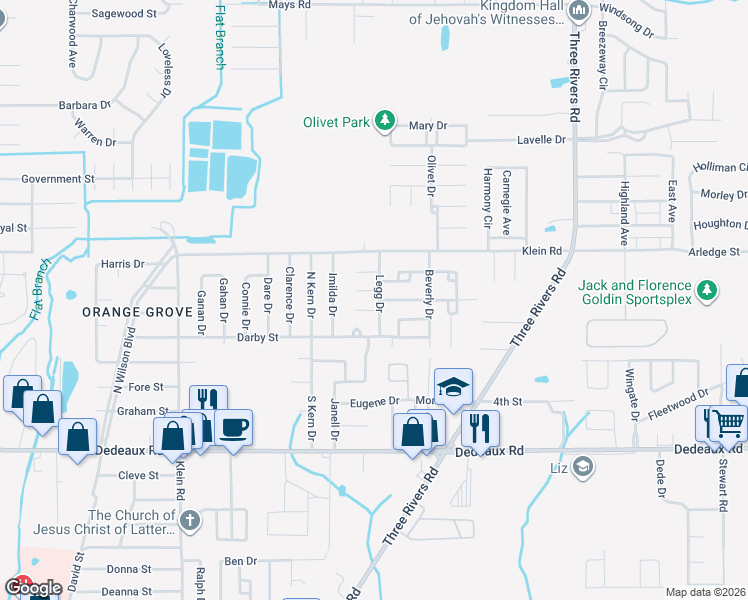 map of restaurants, bars, coffee shops, grocery stores, and more near 201 Legg Drive in Gulfport