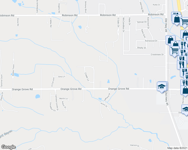 map of restaurants, bars, coffee shops, grocery stores, and more near 11483 Magnolia Estates Lane in Gulfport