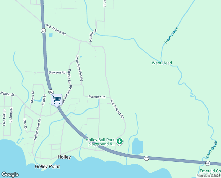 map of restaurants, bars, coffee shops, grocery stores, and more near 3306 Bob Tolbert Road in Navarre