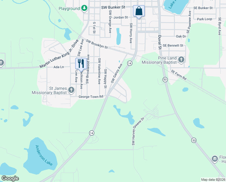 map of restaurants, bars, coffee shops, grocery stores, and more near 1171 Florida 14 in Madison