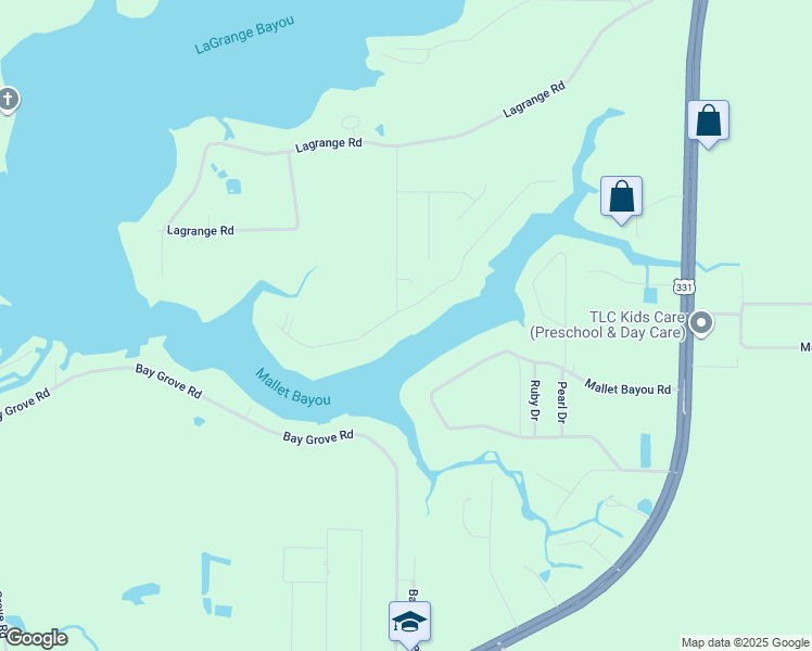 map of restaurants, bars, coffee shops, grocery stores, and more near 11 East Bayou Forest Drive in Freeport