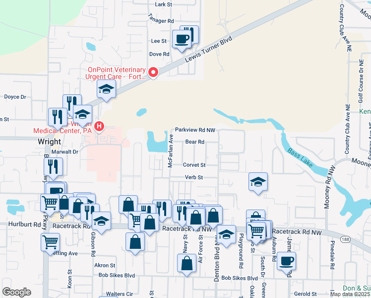 map of restaurants, bars, coffee shops, grocery stores, and more near 1001 Holton Avenue in Fort Walton Beach