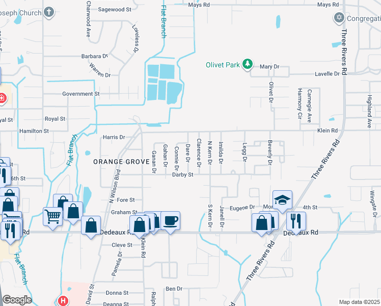map of restaurants, bars, coffee shops, grocery stores, and more near 113 Dare Drive in Gulfport